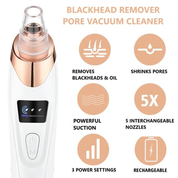 Electric Pore Vacuum: Blackhead Remover, Sebum & Acne Cleaner, and Facial Deep Cleansing Device For Smoother Skin - Image 3