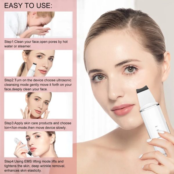 Ultrasonic Microcurrent Skin Scrubber Deep Facial Pore Cleaning Spatula Blackhead Remover Anti-Aging ANLAN - Image 5