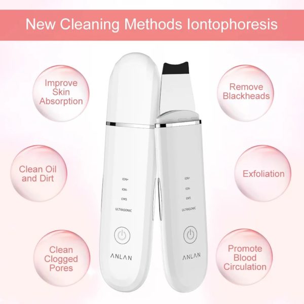 Ultrasonic Microcurrent Skin Scrubber Deep Facial Pore Cleaning Spatula Blackhead Remover Anti-Aging ANLAN - Image 2