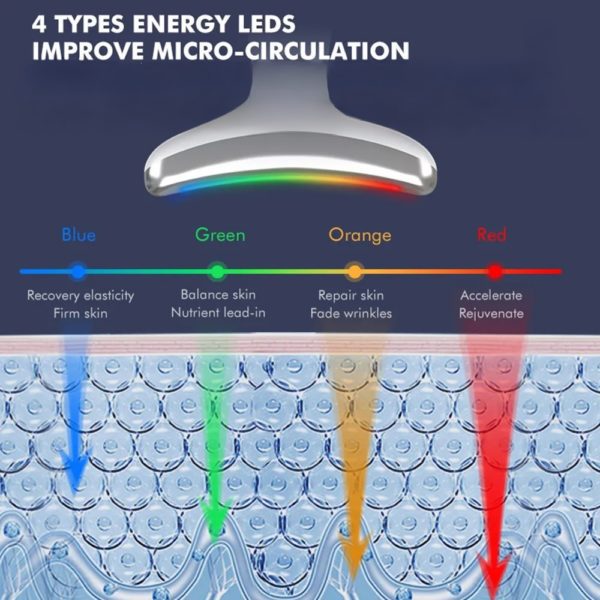 Neck, Jaw And Cheeks Specialized Anti-Aging Microcurrent Device With Light Therapy, Heating And Cooling