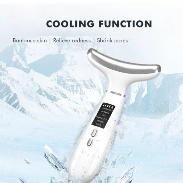 Neck, Jaw And Cheeks Specialized Anti-Aging Microcurrent Device With Light Therapy, Heating And Cooling