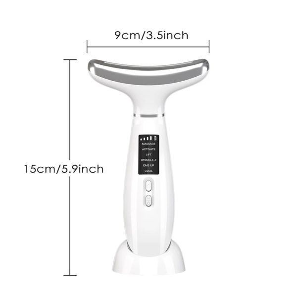 Neck, Jaw And Cheeks Specialized Anti-Aging Microcurrent Device With Light Therapy, Heating And Cooling